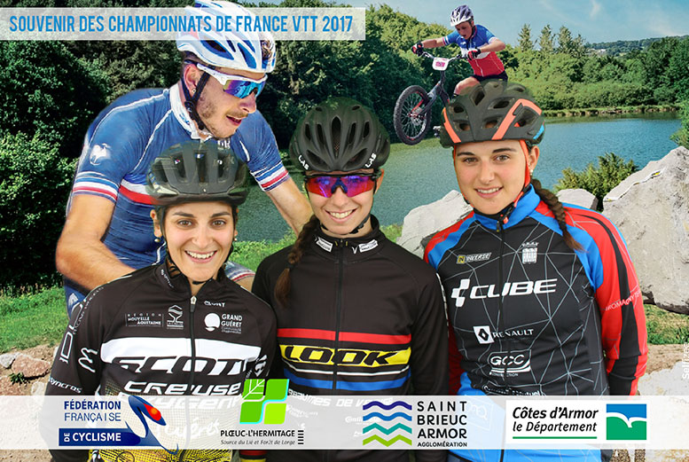 Animation fond vert borne photo événement sportif championnat France VTT