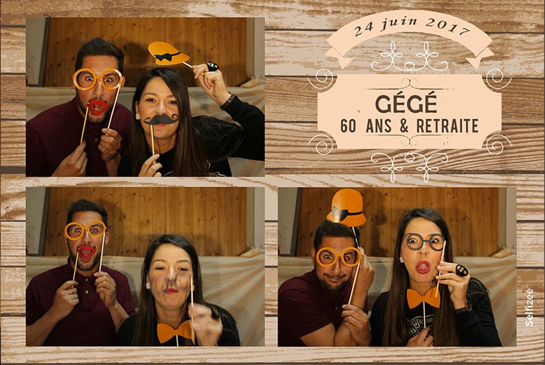 Borne photobooth pour soirée anniversaire et départ en retraite