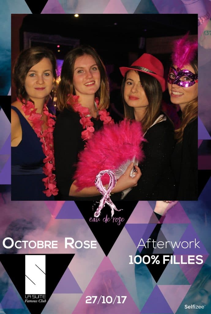 Photo polaroid avec la borne photo selfie Selfizee pour Octobre Rose avec la boîte de nuit La Suite à Rennes