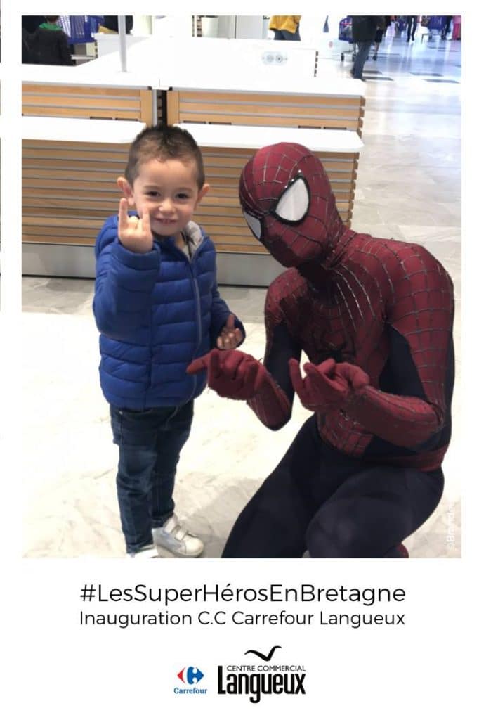 Spiderman pour notre animation photo au Carrefour Langueux en Bretagne !