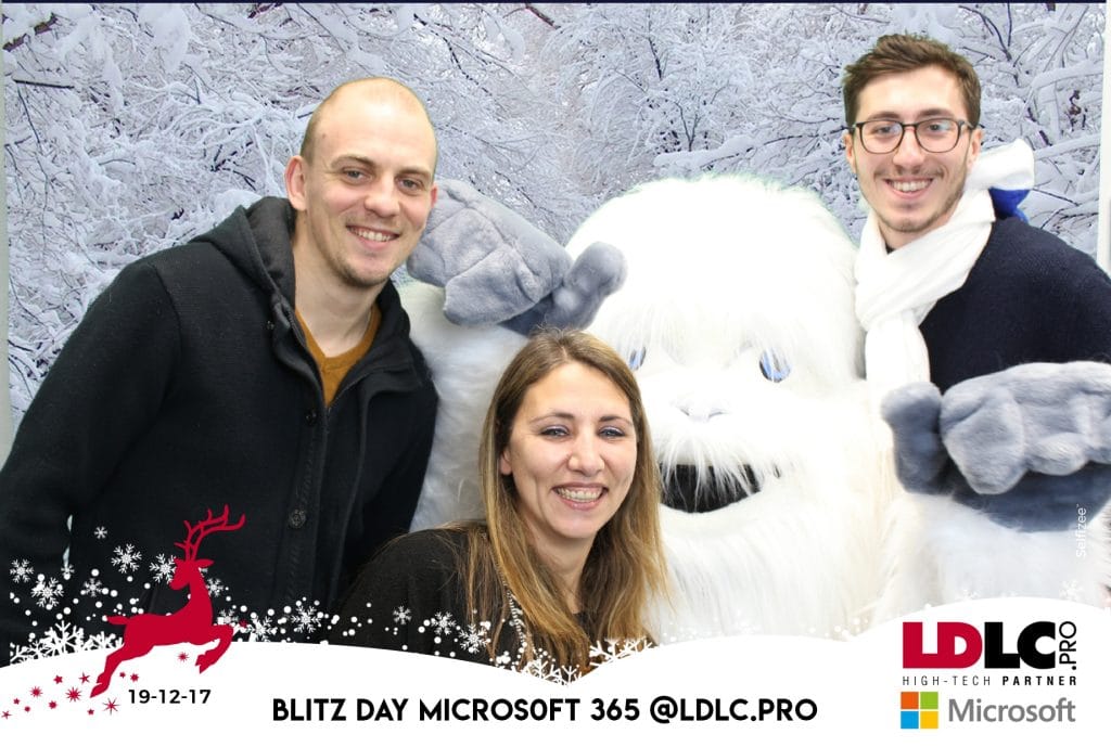 Animation fond vert pour le Blitz Day Microsoft 365 @LDLC.pro à Lyon avec la borne photo selfie de chez Selfizee