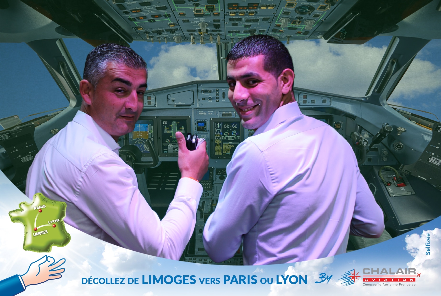 Selfie personnalisé animation borne photo et fond vert à la Foire Limoges 2019 au stand de Chalair Aviation