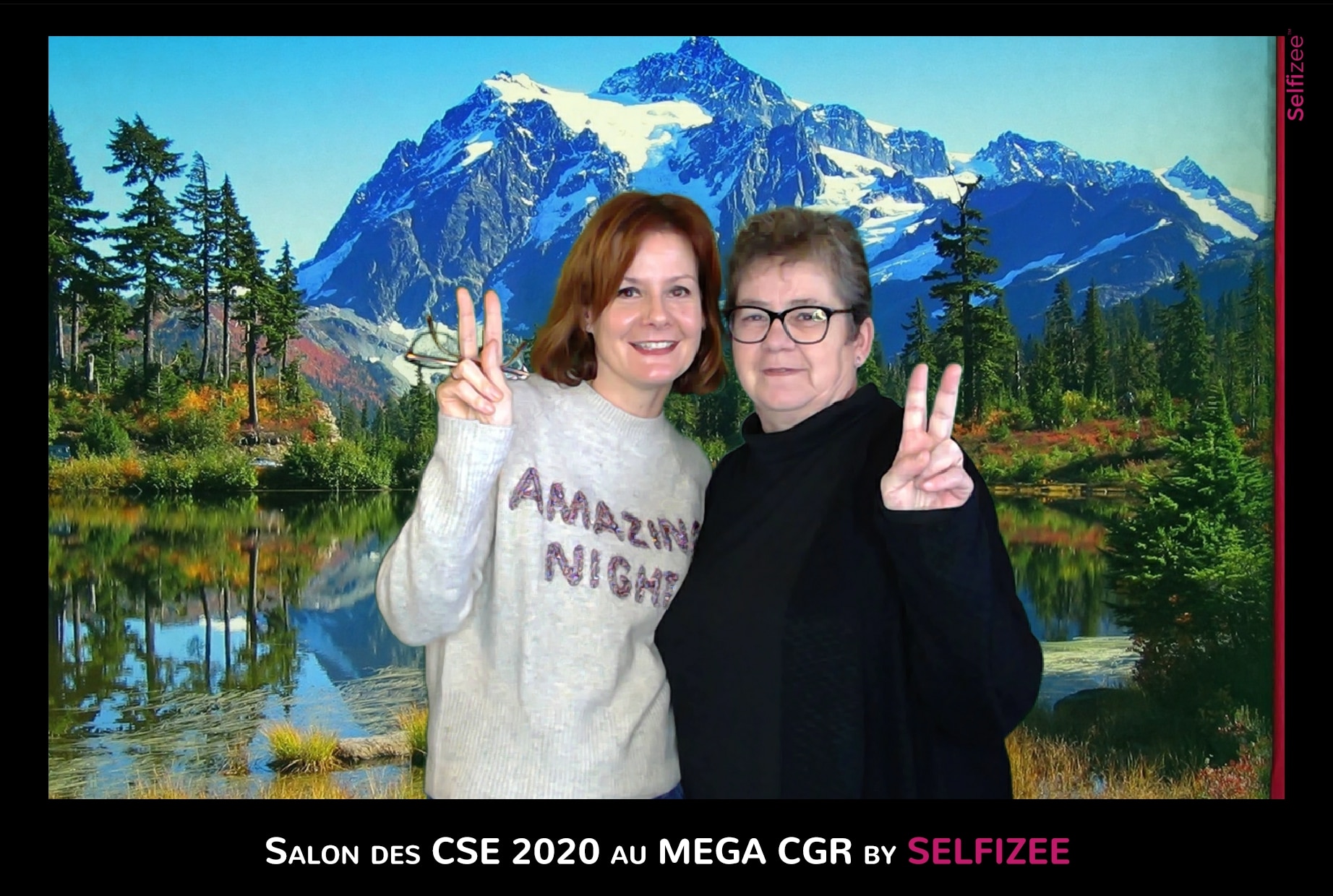 Borne selfie et animation fond vert au salon des CSE Le Mans 2020 au cinéma CGR avec tirages photos