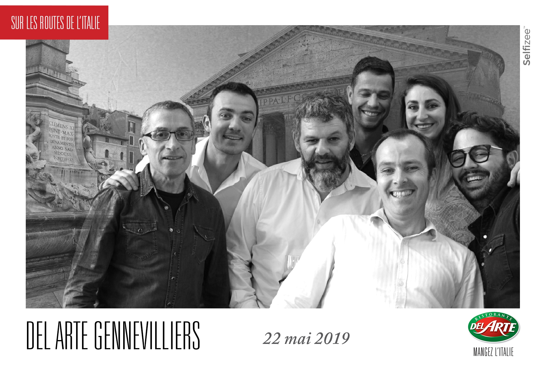 Borne selfie et animation fond vert au restaurant Del Arte Gennevilliers près de Clichy et Argenteuil avec impressions photos clients