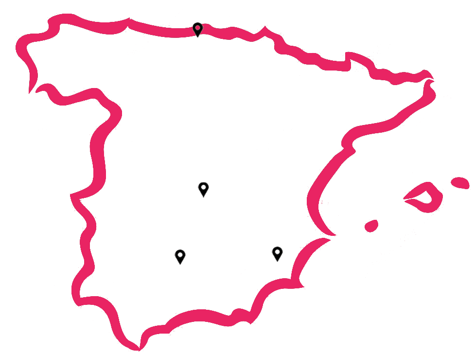 Carte de l'Espagne répertoriant les centres commerciaux Carrefour pour l'installation de bornes photosselfies