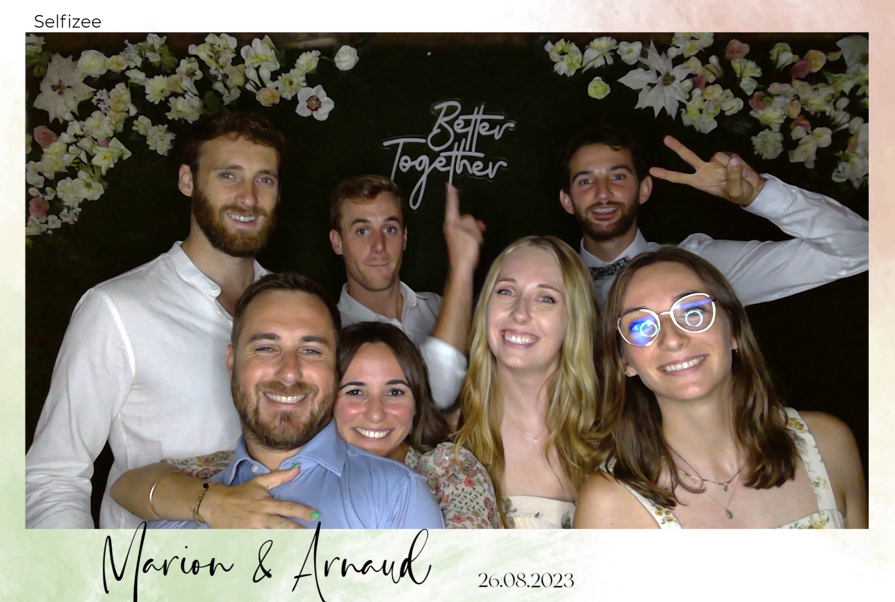 Location box selfie anniversaire mariage, décor fleurie, Agen, Toulouse, avec amis et famille