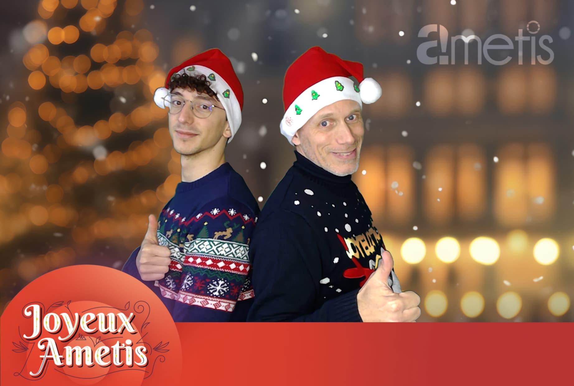 Noël à Amiens devant un photobooth. Joyeux Ametis !