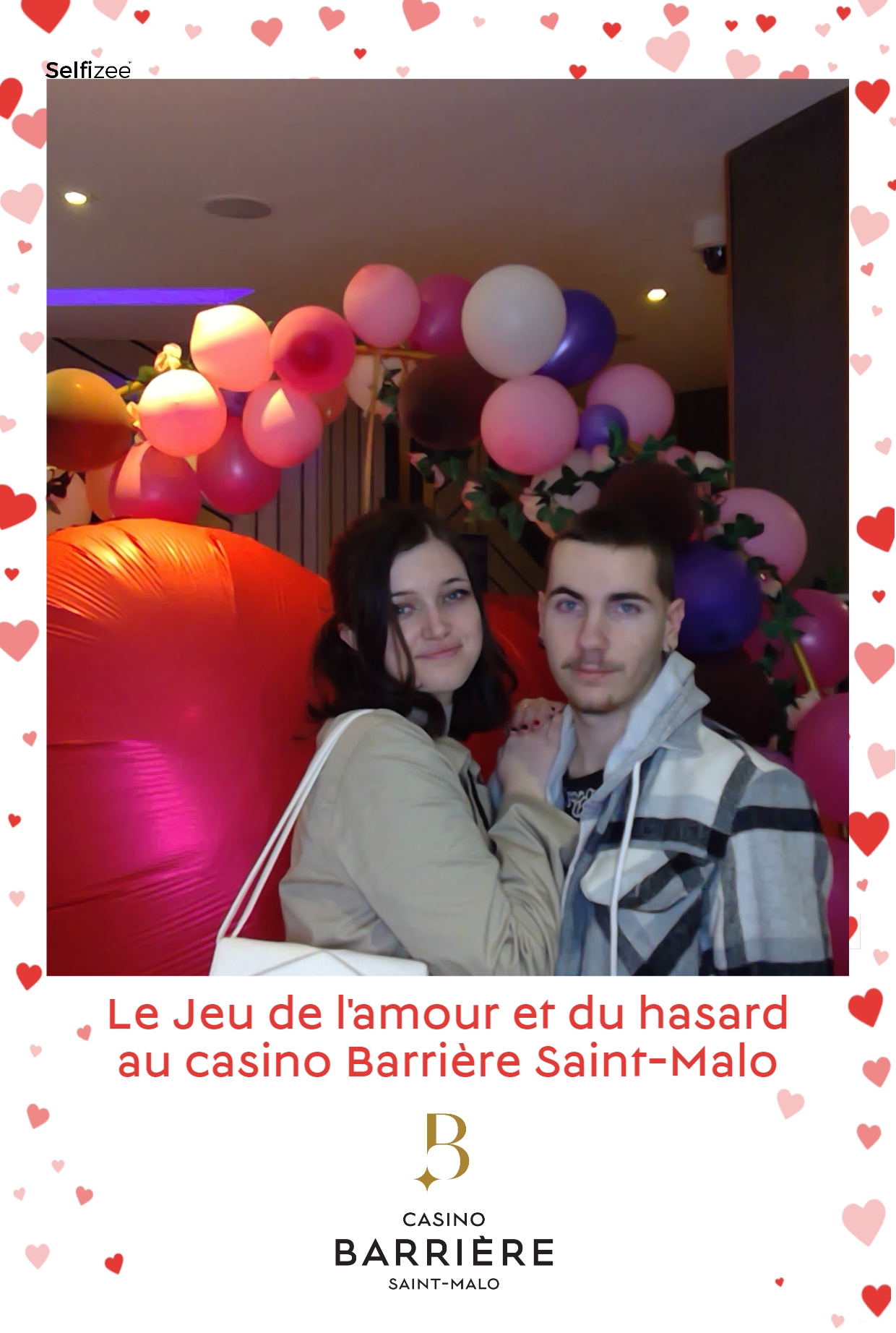 photo devant un photomaton selfizee au casino barrière pour la saint valentin 